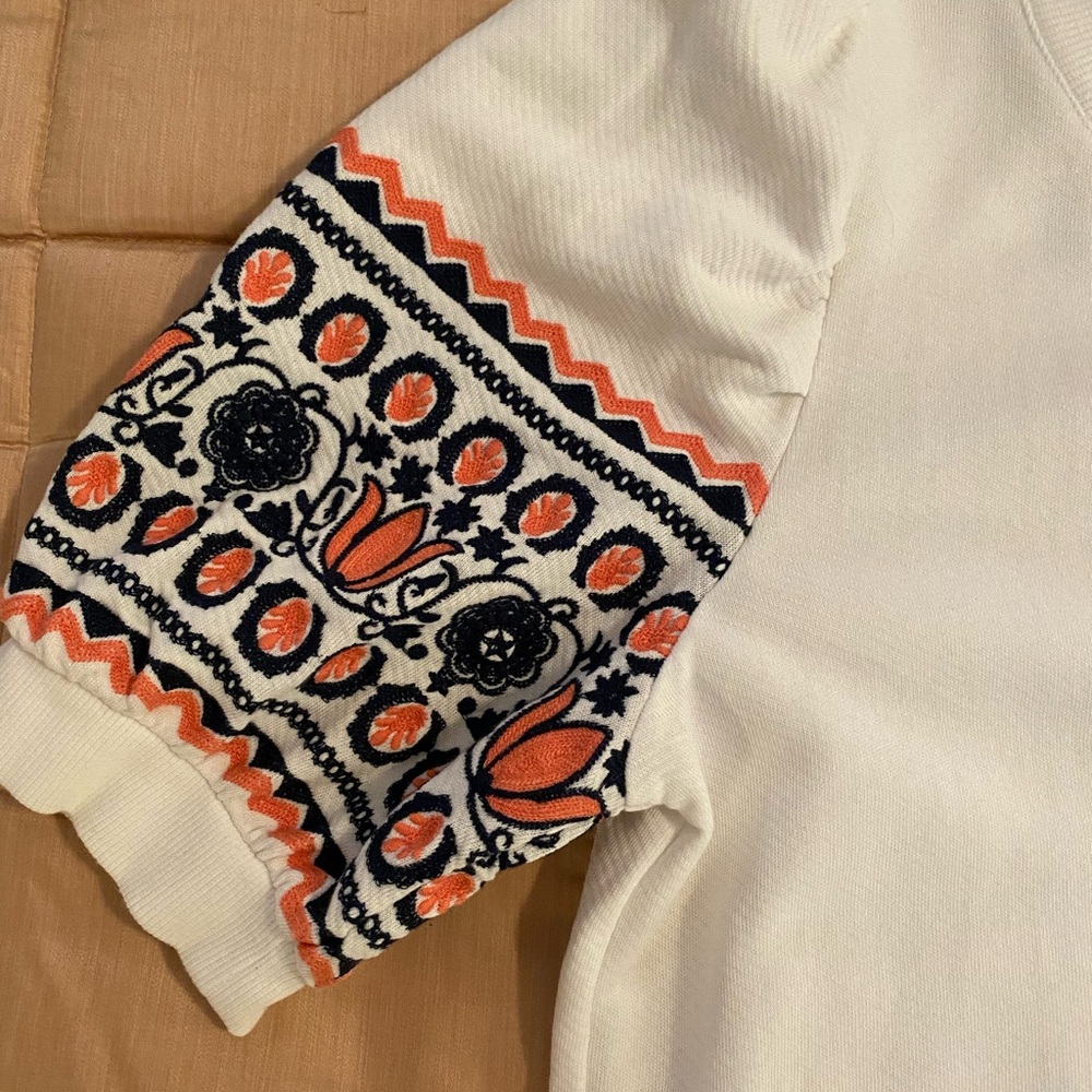 LOFT White dress with embroidered sleeves - Picture 7 of 8
